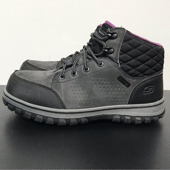 Skechers Womens McColl Composite Toe Waterproof Work Boots Gray Black Purple 8 - Picture 7 of 16